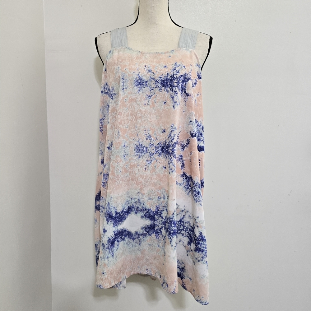new WALTER BAKER w118 size 6 Sleeveles Tie Dye Pleated Swing‎ Dress Pink